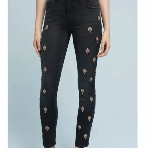 Anthropologie Pilcro and the  Letterpress Embellished Black Jeans - Picture 2 of 16
